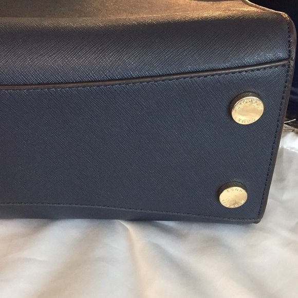 Michael Kors Karla East West Satchel Leather Navy - Picture 10 of 13